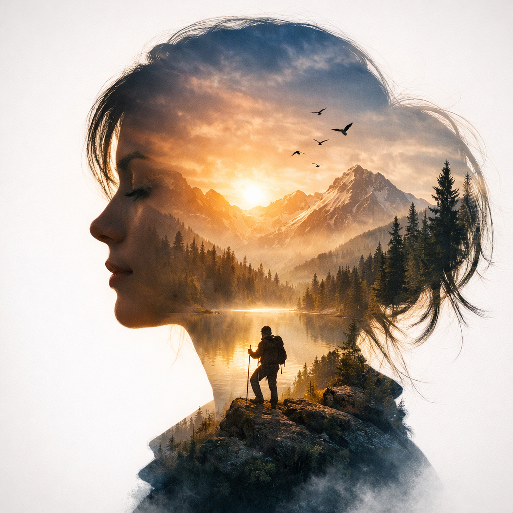 Double exposure portrait sample